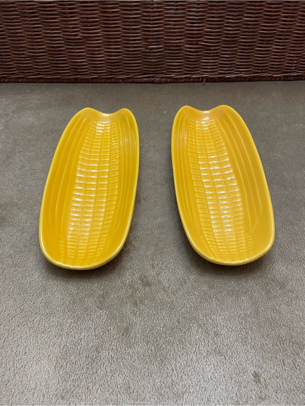 Cost Plus World Market Yellow Ceramic Corn-On-The-Cob Serving Dishes - Set of 2